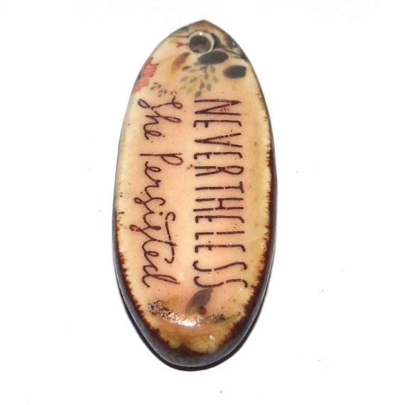 Ceramic Quote Pendant Handmade Focal Porcelain 30mm CC6-4