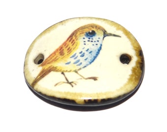 Ceramic Bird Bracelet Bar Cuff Porcelain 30mm CC5-3