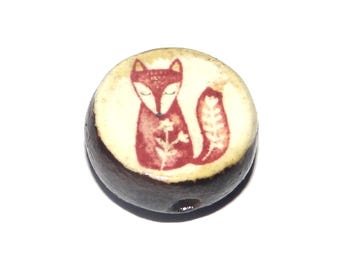 Ceramic Fox Focal Bead Handmade Pottery Beads 16-18mm BB2-2