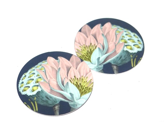 Floral Flower Earring Charms Handmade Metal Faux Tin 25mm