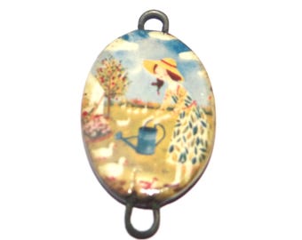 Ceramic Gardening Pendant Handmade Focal Porcelain 30mm CC4-2