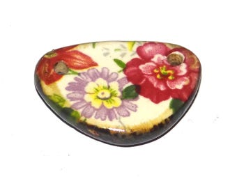 Ceramic Flower Pendant Handmade Focal Porcelain 27mm PP8-1