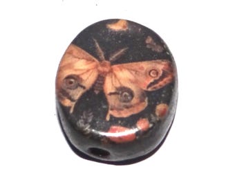Ceramic Moth Focal Bead Handmade Pottery Beads 17mm PP7-4