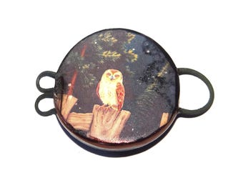 Ceramic Owl Bracelet Bar Cuff Porcelain 28mm PP4-4