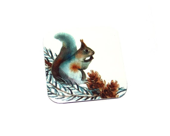 Faux Tin Squirrel Charm Pendant Handmade 25mm 1" Square MSQ4-1