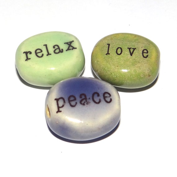 Porcelain Quote Bead Beads Porcelain Handmade 15mm 0.6" CC10-2