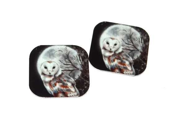 Owl Earring Charms Handmade Animal Wildlife Bird Faux Tin 16mm 5/8" MC1-2