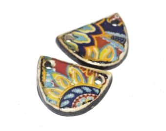 Ceramic Flower Charms Beads Pair Porcelain 20x15mm CC6-1