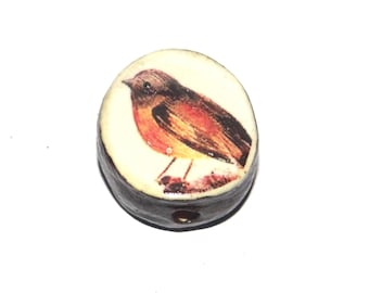 Ceramic Bird Focal Bead Handmade Pottery Beads 18mm PP7-3
