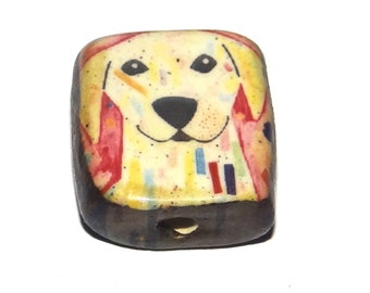 Ceramic Dog Focal Bead Handmade Pottery Beads 20mm PP8-1