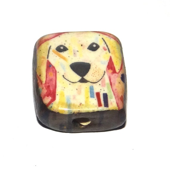 Ceramic Dog Focal Bead Handmade Pottery Beads 20mm PP8-1