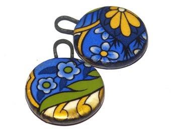 Ceramic Floral Patterned Charms Earring Bead Pair 21mm PP5-4