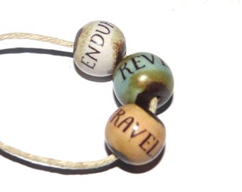 Porcelain Quote Bead Set Porcelain Handmade 12mm CC8-1