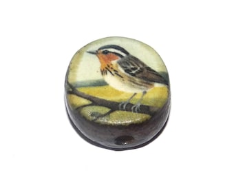 Ceramic Bird Focal Bead Handmade Pottery Beads 16-18mm BB1-3