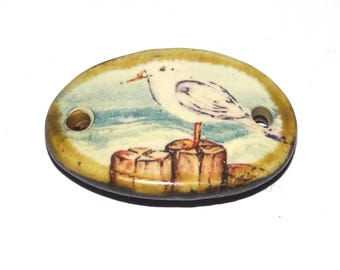 Ceramic Seagull Bracelet Bar Cuff Porcelain 26mm PP8-2