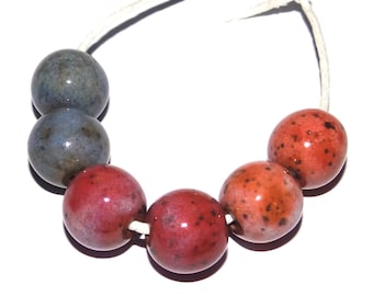 3 Pairs Ceramic Earring Pairs Bead Set Speckled Handmade 12mm BB10-4