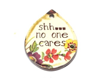 Ceramic Quote Pendant Handmade Focal Porcelain 30x25mm PP1-1