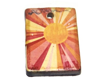 Ceramic Sun Pendant Handmade Focal Porcelain 29mm