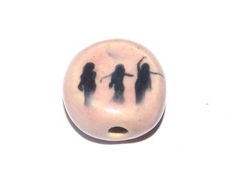 Ceramic Coven Witches Focal Bead Handmade Pottery Beads 18-20mm PP7-1
