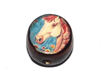 Ceramic Horse Focal Bead Handmade Pottery Beads 17-18mm BB7-2