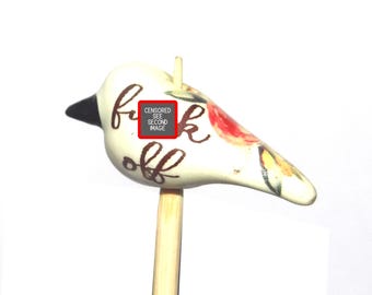 Ceramic Bird Bead Focal Handmade Rustic Floral Quote Word Sculpture Porcelain 30mm