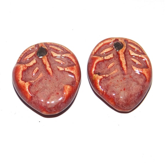 Ceramic Earring Charms Pair Beads Handmade Rustic PP1-4