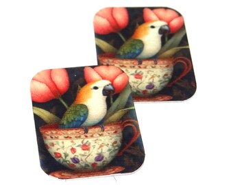 Faux Tin  Parrot Charms Handmade 25mm 1" MM9-3