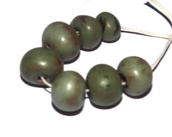 Ceramic Bead Set Speckled Handmade Porcelain 8-11mm