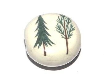 Ceramic Trees Focal Bead Handmade Pottery Beads 17mm PP6-3