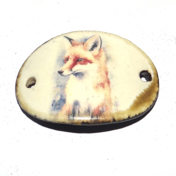 Ceramic Fox Bracelet Bar Cuff Porcelain 30mm CC2-2