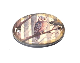 Ceramic Owl Bracelet Bar Cuff Porcelain 30mm CC6-4
