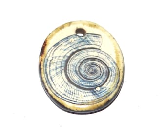Ceramic Shell Beach Sea Pendant Handmade Focal Porcelain 27mm PP1-3