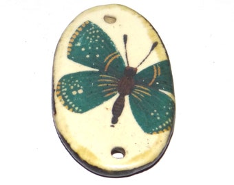 Ceramic Butterfly Pendant Handmade Focal Porcelain 30mm CC5-4