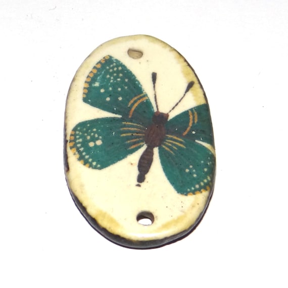 Ceramic Butterfly Pendant Handmade Focal Porcelain 30mm CC5-4