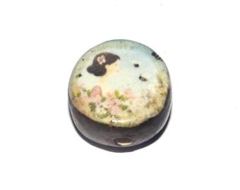 Ceramic Bees & Blossom Focal Bead Handmade Pottery Beads 16-18mm BB1-2