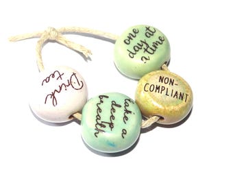 Porcelain Quote Bead Set Porcelain Handmade 15mm 0.6" CC8-3