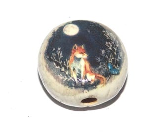 Ceramic Fox Focal Bead Handmade Pottery Beads 17mm PP6-3