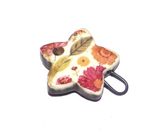 Ceramic Floral Bracelet Bar Cuff Connector Porcelain 24mm PP9-1