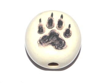 Ceramic Wolf Paw Focal Bead Handmade Pottery Beads 17mm PP7-4
