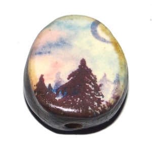 Ceramic Tree Focal Bead Handmade Pottery Beads 24mm PP8-4