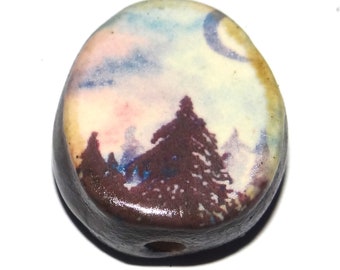 Ceramic Tree Focal Bead Handmade Pottery Beads 24mm PP8-1