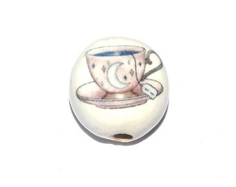 Ceramic Witches Cup Brew Focal Bead Handmade Pottery Beads 18-20mm PP7-1