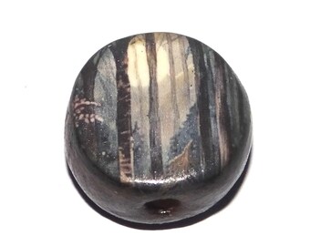 Ceramic Woods Moon Focal Bead Handmade Pottery Beads 17mm PP6-4