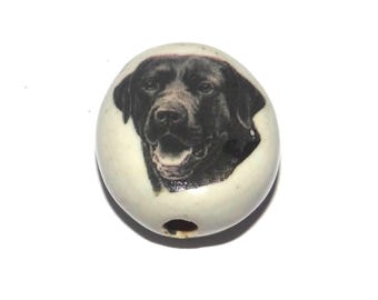 Ceramic Dog Labrador Focal Bead Handmade Pottery Beads 17mm PP6-2