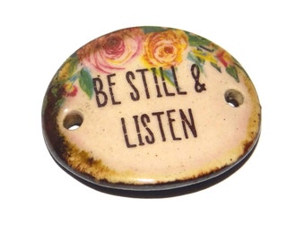 Ceramic Word Quote Bracelet Bar Cuff Porcelain 30mm CC5-1