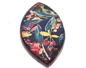 Ceramic Flower Pendant Handmade Focal Porcelain 30mm CC7-3