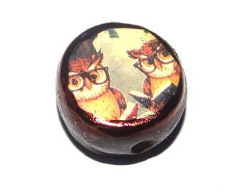 Ceramic Owl Focal Bead Handmade Pottery Beads 17-18mm BB7-2