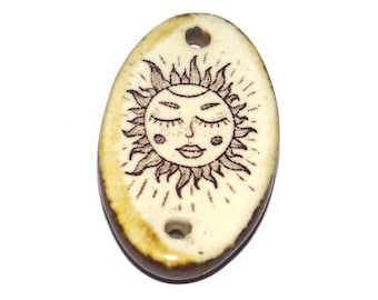 Ceramic Sun Pendant Handmade Focal Porcelain 29mm PP9-3