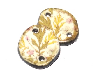 Ceramic Flower Charms Beads Pair Porcelain 20mm CC6-1