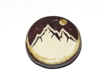 Ceramic Mountain Charm Pendant Porcelain Handmade 20mm CC9-4